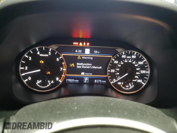 2019 Nissan Altima SL with VIN 1N4BL4EW6KC171735, listed as a Copart auction lot 46979295 with 77,820 mi miles and Salvage Title. Bid and sale history available at DreamBid. Image 9.