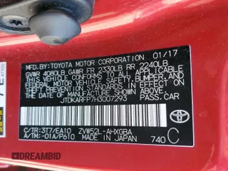 2017 Toyota Prius Plus with VIN JTDKARFP7H3007293, listed as a Copart auction lot 63872425 with 18,268 mi miles and Salvage title. Bid and sale history available at DreamBid. Image 12.