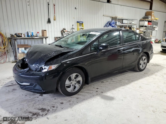 2013 Honda Civic Sdn LX with VIN 2HGFB2F58DH600707, listed as a Copart auction lot 46729855 with 143,750 mi miles and Salvage Title. Bid and sale history available at carsss.com. Image 1.