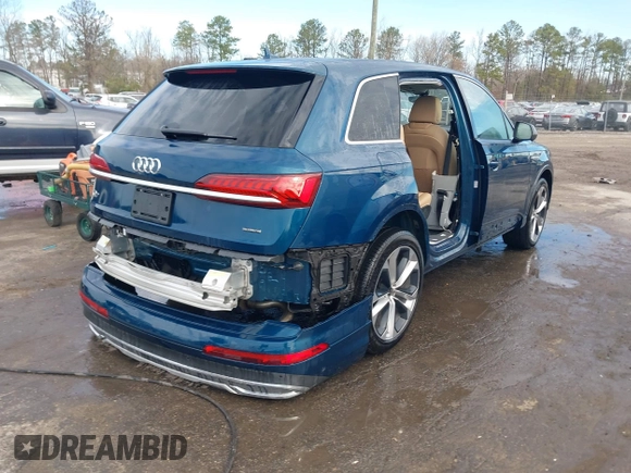 2022 Audi Q7 Premium Plus with VIN WA1LXBF70ND019179, listed as a IAAI auction lot 41825747 with 29,097 mi miles and . Bid and sale history available at DreamBid. Image 4.