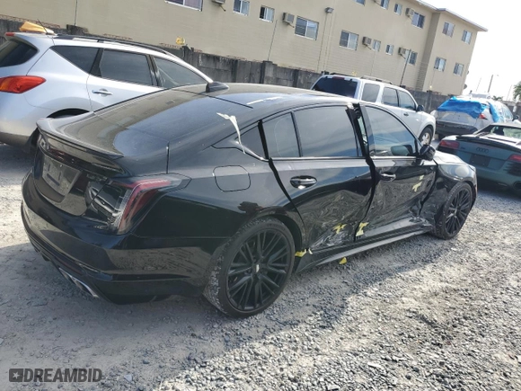 2022 Cadillac CT5 V-Series with VIN 1G6DR5RW7N0128080, listed as a Copart auction lot 70017984 with 17,384 mi miles and Salvage Title. Bid and sale history available at carsss.com. Image 3.