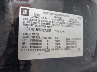 2007 Chevrolet Tahoe LT z VIN 1GNFC13077R275025, wystawiony jako IAAI lot #42255620 z przebiegiem 265 807 mil mil oraz . Historia ofert i sprzedaży dostępna na DreamBid. Obrazek 9.