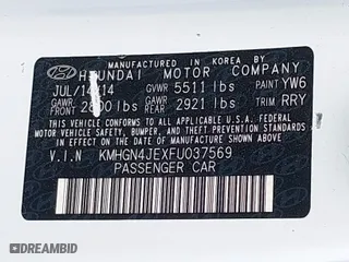 2015 Hyundai Genesis 3.8L with VIN KMHGN4JEXFU037569, listed as a IAAI auction lot 41957191 with 45,242 mi miles. Bid and sale history available at carsss.com. Image 9.