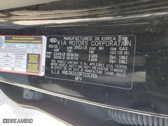 2015 Kia Soul with VIN KNDJN2A29F7231769, listed as a Copart auction lot 46995705 with 158,830 mi miles and Salvage Title. Bid and sale history available at carsss.com. Image 15.
