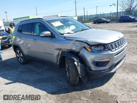 2017 Jeep Compass Latitude with VIN 3C4NJDBBXHT624119, listed as a IAAI auction lot 41827524 with 51,163 mi miles. Bid and sale history available at carsss.com. Image 1.