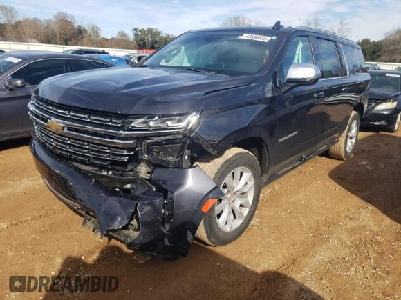 2023 Chevrolet Suburban Premier with VIN 1GNSCFKD6PR101043, listed as a Copart auction lot 43536655 with 39,827 mi miles and Salvage title. Bid and sale history available at DreamBid. Image 1.