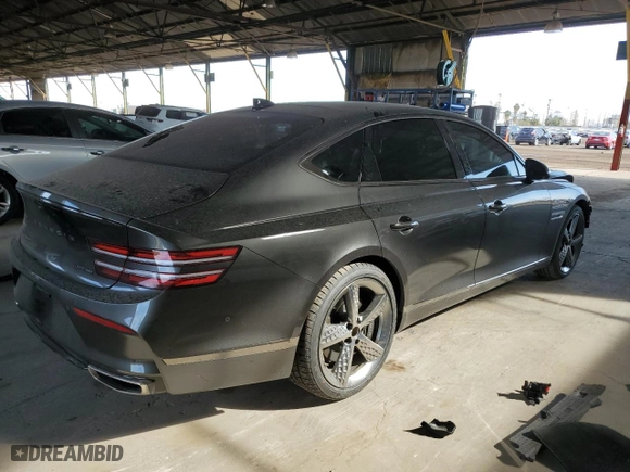 2023 Genesis G80 3.5T Sport with VIN KMTGB4SD3PU166629, listed as a Copart auction lot 44778415 with 23,391 mi miles and Salvage Title. Bid and sale history available at carsss.com. Image 3.