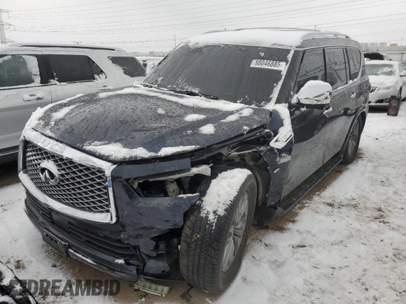 2018 Infiniti QX80 with VIN JN8AZ2NE5J9191376, listed as a Copart auction lot 88046885 with 79,076 mi miles and Salvage title. Bid and sale history available at DreamBid. Image 1.