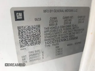 2019 Chevrolet Colorado 4WD ZR2 with VIN 1GCGTEEN9K1335858, listed as a IAAI auction lot 42447016 with 47,303 mi miles and . Bid and sale history available at DreamBid. Image 9.