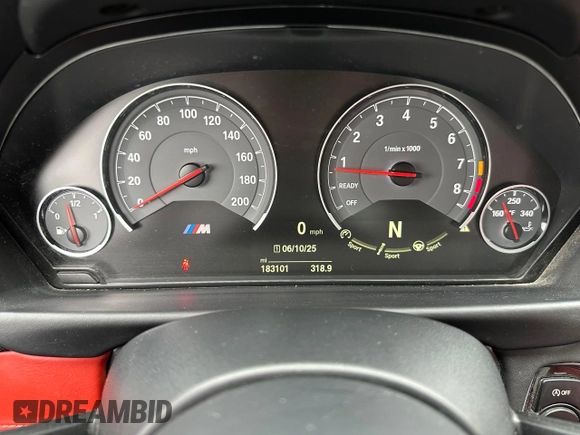 2015 BMW M3 with VIN WBS3C9C57FP803591, listed as a Copart auction lot 62894955 with 183,389 mi miles and Clean title. Bid and sale history available at DreamBid. Image 8.