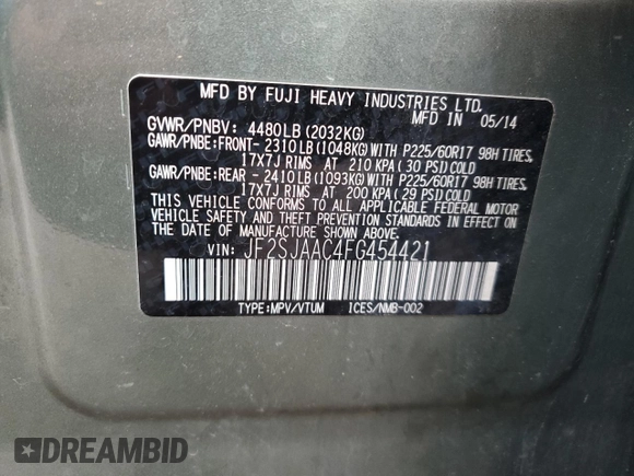 2015 Subaru Forester 2.5i with VIN JF2SJAAC4FG454421, listed as a Copart auction lot 81637594 with Not Provided miles and Salvage Title. Bid and sale history available at carsss.com. Image 15.