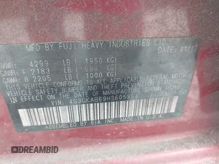 2017 Subaru Impreza Premium с VIN 4S3GKAB69H3605354, выставлен на аукционе IAAI как лот 41912314 с пробегом 84 458 миль миль и . История ставок и продаж доступна на DreamBid. Изображение 9.