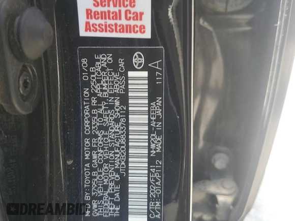 2008 Toyota Prius with VIN JTDKB20U883378112, listed as a Copart auction lot 60311875 with 219,910 mi miles and Salvage title. Bid and sale history available at DreamBid. Image 13.