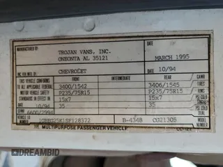 1995 Chevrolet Chevy Van z VIN 1GBEG25K1SF128372, wystawiony jako Copart lot #78600654 z przebiegiem 183 522 mil mil oraz Szkoda całkowita • Salvage title. Historia ofert i sprzedaży dostępna na DreamBid. Obrazek 14.