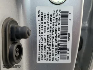 2015 Honda Civic Sedan LX with VIN 19XFB2F58FE111642, listed as a Copart auction lot 49540255 with 94,484 mi miles and Salvage Title. Bid and sale history available at carsss.com. Image 14.