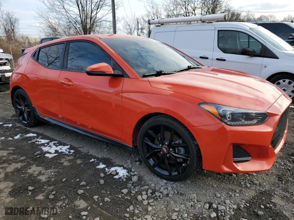2019 Hyundai Veloster Turbo with VIN KMHTH6AB0KU018904, listed as a Copart auction lot 89337545 with 82,877 mi miles and Salvage Title. Bid and sale history available at carsss.com. Image 4.