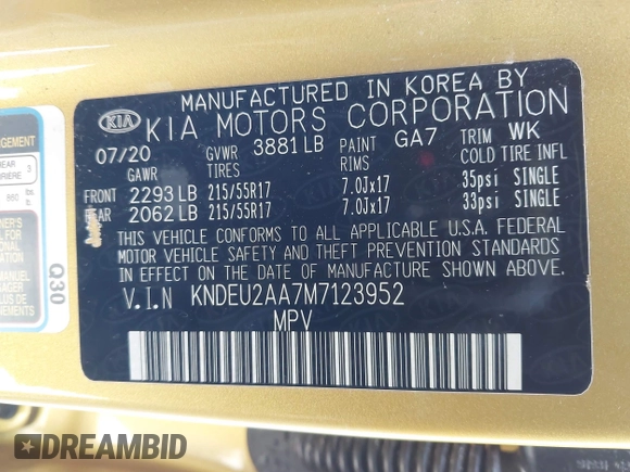 2021 Kia Seltos S with VIN KNDEU2AA7M7123952, listed as a IAAI auction lot 41864994 with 82,413 mi miles and . Bid and sale history available at DreamBid. Image 9.