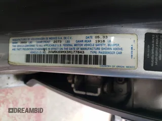 2003 Volkswagen Jetta GL с VIN 3VWRK69MX3M177843, выставлен на аукционе Copart как лот 42997795 с пробегом 60 568 миль миль и Списание • Salvage title. История ставок и продаж доступна на DreamBid. Изображение 13.