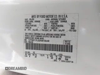 2002 Ford F-150 XL z VIN 1FTRF17L22NB18648, wystawiony jako IAAI lot #41843041 z przebiegiem 90 033 mil mil oraz . Historia ofert i sprzedaży dostępna na DreamBid. Obrazek 9.