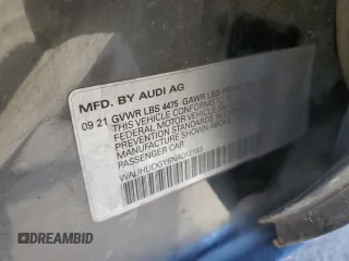 2022 Audi A3 Premium Plus z VIN WAUHUDGY6NA012193, wystawiony jako Copart lot #47252754 z przebiegiem 42 239 mil mil oraz Szkoda całkowita • Salvage title. Historia ofert i sprzedaży dostępna na DreamBid. Obrazek 13.
