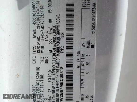 2021 Ford F-250 XL z VIN 1FT7W2B67MEC09318, wystawiony jako Copart lot #52757555 z przebiegiem Nie podano mil oraz Czysty tytuł • Clean title. Historia ofert i sprzedaży dostępna na DreamBid. Obrazek 12.