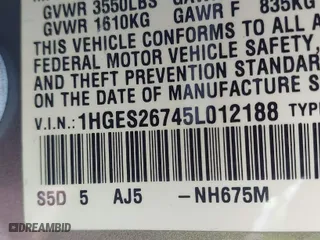 2005 Honda Civic EX with VIN 1HGES26745L012188, listed as a IAAI auction lot 41527053 with 199,526 mi miles. Bid and sale history available at carsss.com. Image 9.