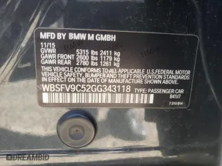 2016 BMW M5 with VIN WBSFV9C52GG343118, listed as a Copart auction lot 73812083 with 113,639 mi miles. Bid and sale history available at carsss.com. Image 12.