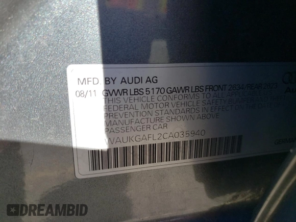 2012 Audi S4 Prestige with VIN WAUKGAFL2CA035940, listed as a Copart auction lot 76400614 with 131,836 mi miles and Salvage Title. Bid and sale history available at carsss.com. Image 12.