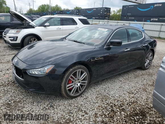 2016 Maserati Ghibli S Q4 with VIN ZAM57RTA4G1185177, listed as a Copart auction lot 55495705 with 51,486 mi miles and Salvage Title. Bid and sale history available at carsss.com. Image 1.