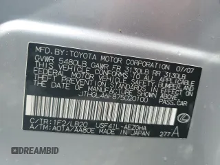 2007 Lexus LS 460 L with VIN JTHGL46F875020100, listed as a Copart auction lot 58948365 with Not provided miles and Salvage title. Bid and sale history available at DreamBid. Image 13.