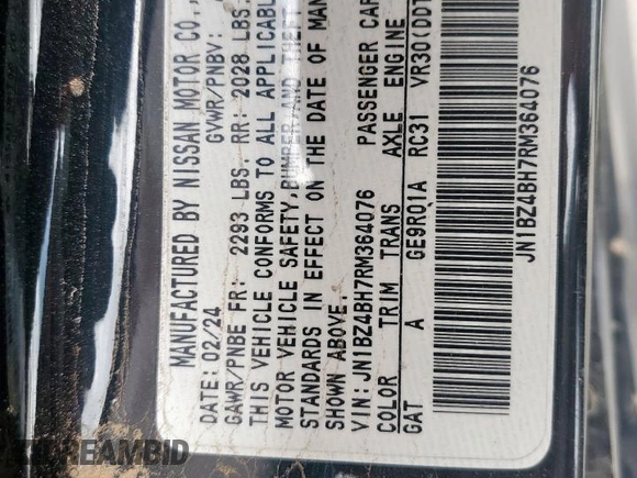 2024 Nissan Z Performance z VIN JN1BZ4BH7RM364076, wystawiony jako Copart lot #55272545 z przebiegiem 21 105 mil mil oraz Czysty tytuł • Clean title. Historia ofert i sprzedaży dostępna na DreamBid. Obrazek 12.