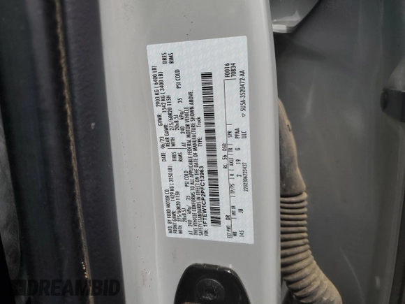2023 Ford F-150 XL with VIN 1FTEW1CP2PFC13963, listed as a Copart auction lot 56045545 with 26,619 mi miles and Salvage title. Bid and sale history available at DreamBid. Image 12.