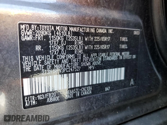 2023 Toyota RAV4 LE z VIN 2T3H1RFV3PC247527, wystawiony jako Copart lot #61924645 z przebiegiem 30 533 mil mil oraz Szkoda całkowita • Salvage title. Historia ofert i sprzedaży dostępna na DreamBid. Obrazek 14.