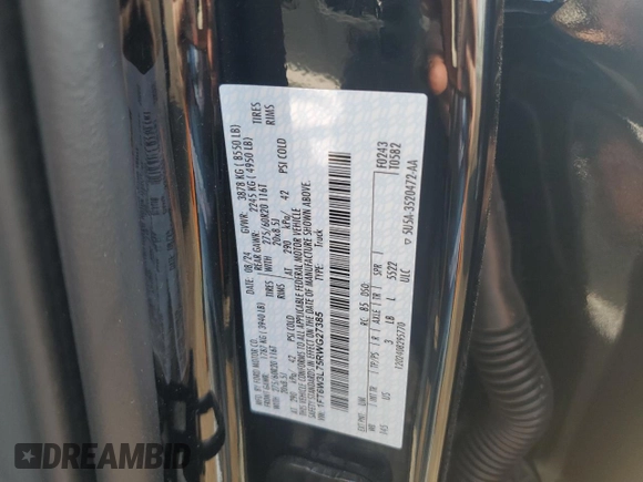 2024 Ford F-150 Lightning Flash with VIN 1FT6W3L75RWG27385, listed as a Copart auction lot 58961275 with 6,010 mi miles and Clean title. Bid and sale history available at DreamBid. Image 12.