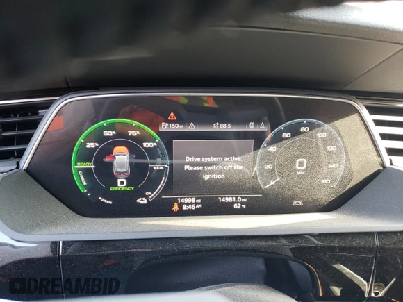 2019 Audi e-tron Prestige with VIN WA1VABGE9KB010799, listed as a Copart auction lot 56588223 with 14,998 mi miles. Bid and sale history available at carsss.com. Image 9.