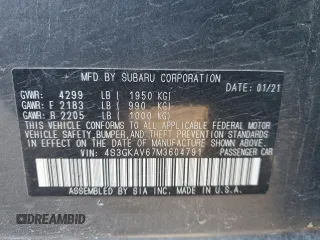 2021 Subaru Impreza Premium with VIN 4S3GKAV67M3604791, listed as a Copart auction lot 88542615 with 24,821 mi miles and Salvage title. Bid and sale history available at DreamBid. Image 12.