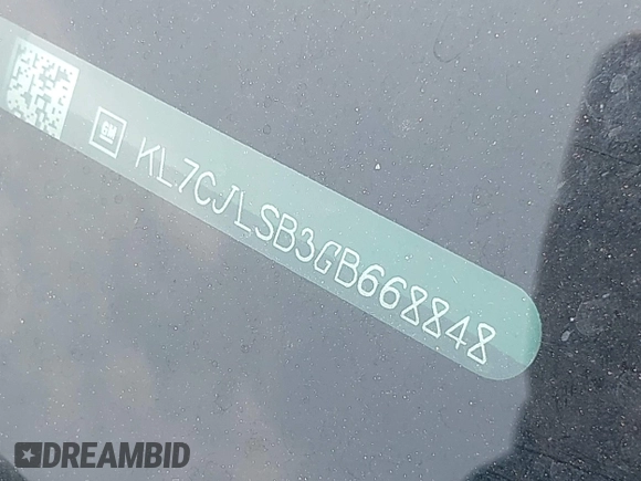 2016 Chevrolet Trax LT with VIN KL7CJLSB3GB668848, listed as a IAAI auction lot 42111976 with 44,363 mi miles and . Bid and sale history available at DreamBid. Image 9.