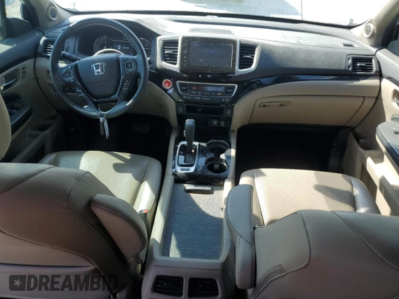 2019 Honda Ridgeline RTL-E with VIN 5FPYK3F72KB021673, listed as a Copart auction lot 50599005 with 65,469 mi miles and Salvage title. Bid and sale history available at DreamBid. Image 8.