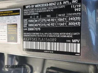 2020 Mercedes-Benz GLS 450 with VIN 4JGFF5KE7LA156089, listed as a Copart auction lot 60444304 with 39,864 mi miles and Salvage Title. Bid and sale history available at DreamBid. Image 14.