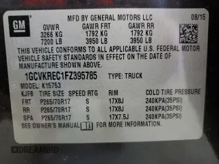 2015 Chevrolet Silverado 1500 LT with VIN 1GCVKREC1FZ395785, listed as a Copart auction lot 55074705 with 158,944 mi miles and Clean Title. Bid and sale history available at carsss.com. Image 12.