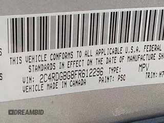 2015 Dodge Grand Caravan SE with VIN 2C4RDGBG8FR612296, listed as a IAAI auction lot 42112920 with 137,023 mi miles and . Bid and sale history available at DreamBid. Image 9.