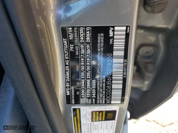 2015 Mercedes-Benz GLK-Class GLK 350 with VIN WDCGG8JB6FG378200, listed as a Copart auction lot 70366114 with 73,980 mi miles and Salvage Title. Bid and sale history available at carsss.com. Image 15.