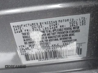 2023 Nissan Sentra SV with VIN 3N1AB8CV7PY270611, listed as a IAAI auction lot 41631533 with 12,264 mi miles. Bid and sale history available at carsss.com. Image 9.
