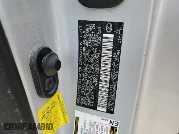 2014 Lexus IS 250 C with VIN JTHFF2C25E2529794, listed as a Copart auction lot 78642364 with Not provided miles and Non repairable. Bid and sale history available at DreamBid. Image 13.