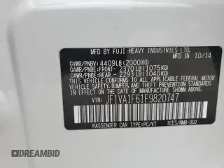2015 Subaru WRX Premium with VIN JF1VA1F61F9820747, listed as a Copart auction lot 59402955 with 64,830 mi miles and Salvage title. Bid and sale history available at DreamBid. Image 12.