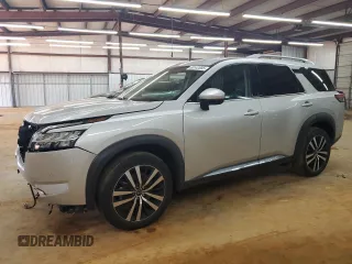 2023 Nissan Pathfinder Platinum with VIN 5N1DR3DK9PC208581, listed as a Copart auction lot 60142655 with 41,442 mi miles and Salvage title. Bid and sale history available at DreamBid. Image 1.