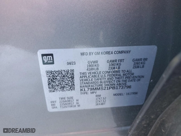 2023 Chevrolet TrailBlazer LS with VIN KL79MMS21PB173796, listed as a Copart auction lot 47354845 with 39,311 mi miles and Salvage Title. Bid and sale history available at carsss.com. Image 15.
