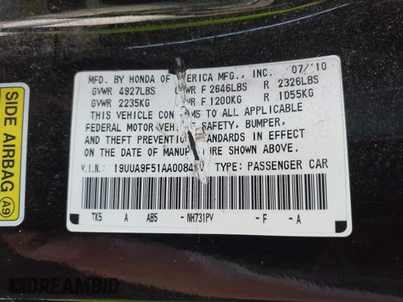 2010 Acura TL Technology z VIN 19UUA9F51AA008420, wystawiony jako IAAI lot #42227010 z przebiegiem 206 808 mil mil oraz . Historia ofert i sprzedaży dostępna na DreamBid. Obrazek 9.