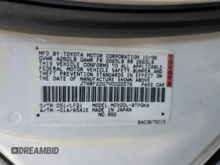 1997 Lexus ES 300 z VIN JT8BF22G7V0022578, wystawiony jako Copart lot #44576625 z przebiegiem Nie podano mil oraz Szkoda całkowita • Salvage title. Historia ofert i sprzedaży dostępna na DreamBid. Obrazek 12.