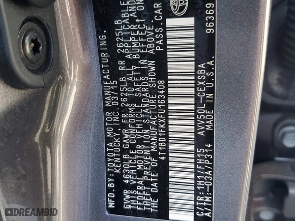 2015 Toyota Camry Hybrid LE with VIN 4T1BD1FKXFU163408, listed as a Copart auction lot 52046565 with 99,570 mi miles and Salvage Title. Bid and sale history available at carsss.com. Image 14.